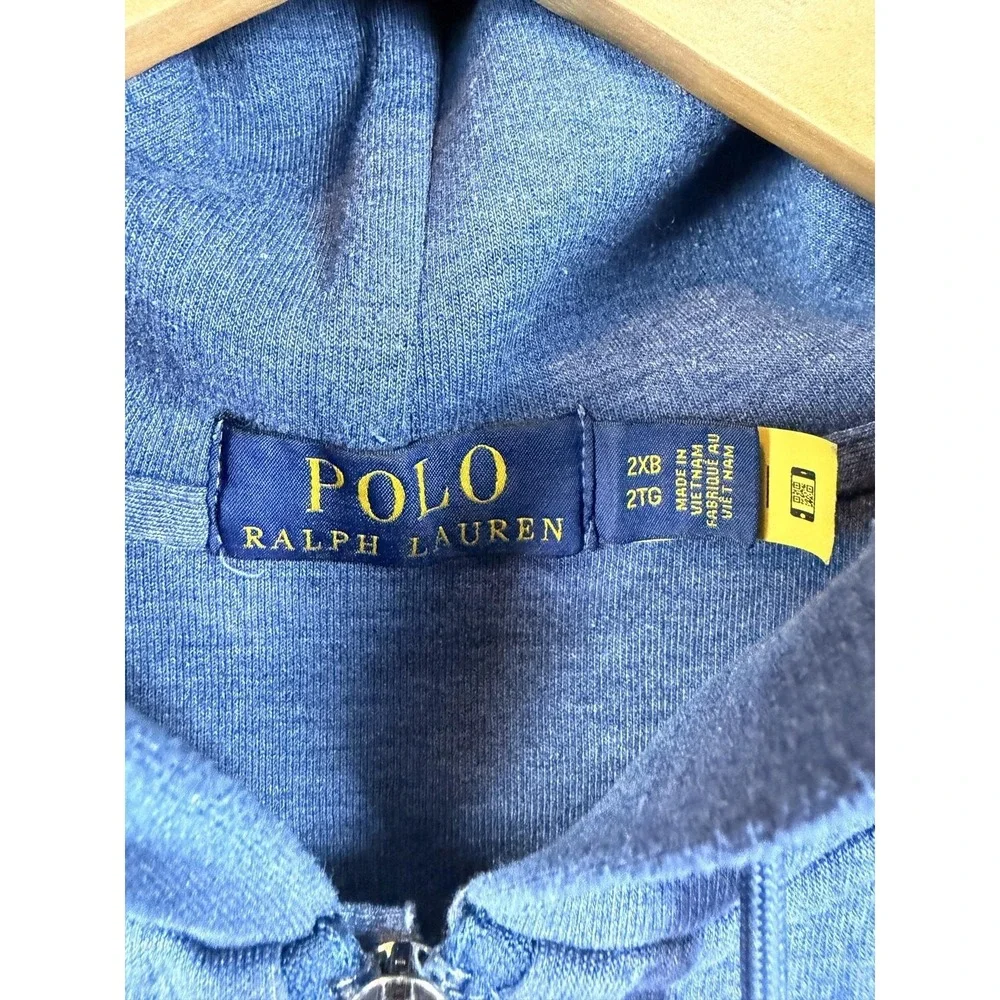 Polo Ralph Lauren Hoodie Men 2XB Blue Full Zip Fleece Sweatshirt Pony Jacket Men